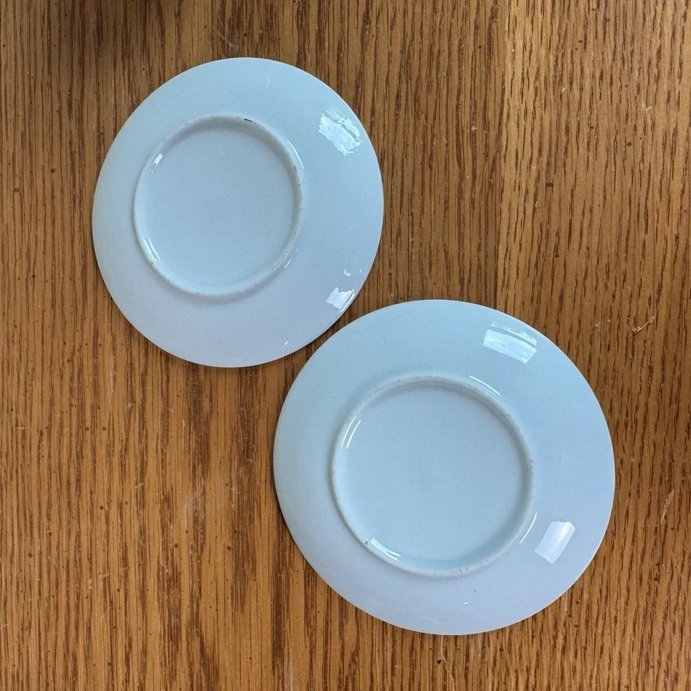 Vintage White Porcelain Espresso Cup and Saucer Set of 2 Minimalist Demitasse